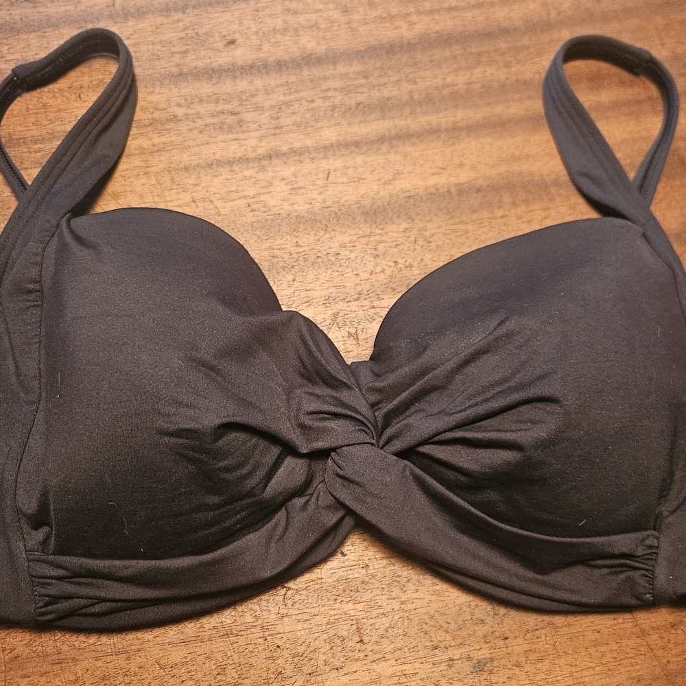 Black-Lands' End Black Twist-Front Bikini Top